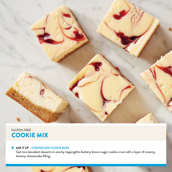 Bag of King Arthur Baking Company gluten-free cookie mix, non-GMO, kosher, non-dairy, with baking ingredients and label visible
