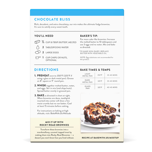 King Arthur Baking Company gluten-free fudge brownie mix in a box, featuring non-GMO Project Verified and certified kosher labels.