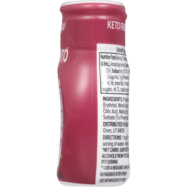 Lakanto Zero Sugar Water Enhancer in Berry Pomegranate flavor, featuring a sleek bottle with a vibrant label and cap.