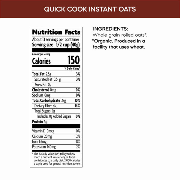 Organic quick oats from Nature's Path, displayed in a clear package, ideal for healthy breakfast options.