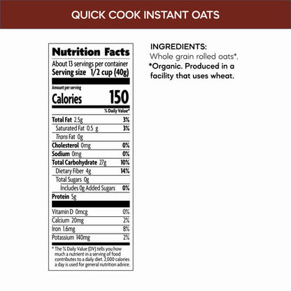 Organic quick oats from Nature's Path, displayed in a clear package, ideal for healthy breakfast options.