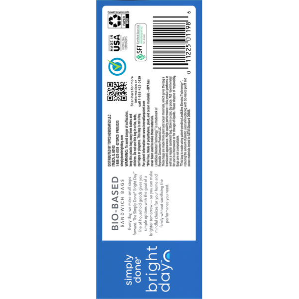Bio-based Simply Done Sandwich Bags by Duo Grocery, showing clear, resealable sandwich bags suitable for food storage.