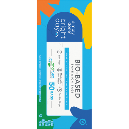 Bio-based Simply Done sandwich bags from Duo Grocery, clear plastic with secure sealing for food storage.