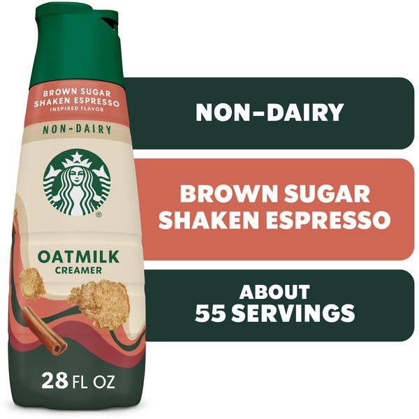 Duo Grocery Starbucks non-dairy brown sugar cinnamon flavored creamer bottle with label and cap.