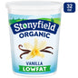 Creamy Stonyfield Organic Lowfat Vanilla Yogurt in a cup, with vanilla flavor and organic ingredients, from Duo Grocery.