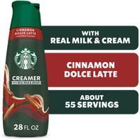 Duo Grocery Starbucks Cinnamon Dolce flavored coffee creamer bottle, creamy and sweet coffee enhancer for breakfast or drinks