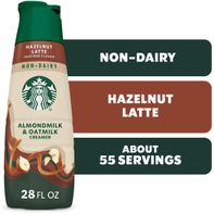 Duo Grocery Starbucks non-dairy hazelnut flavored creamer in a bottle, creamy texture, perfect for coffee flavor enhancement.
