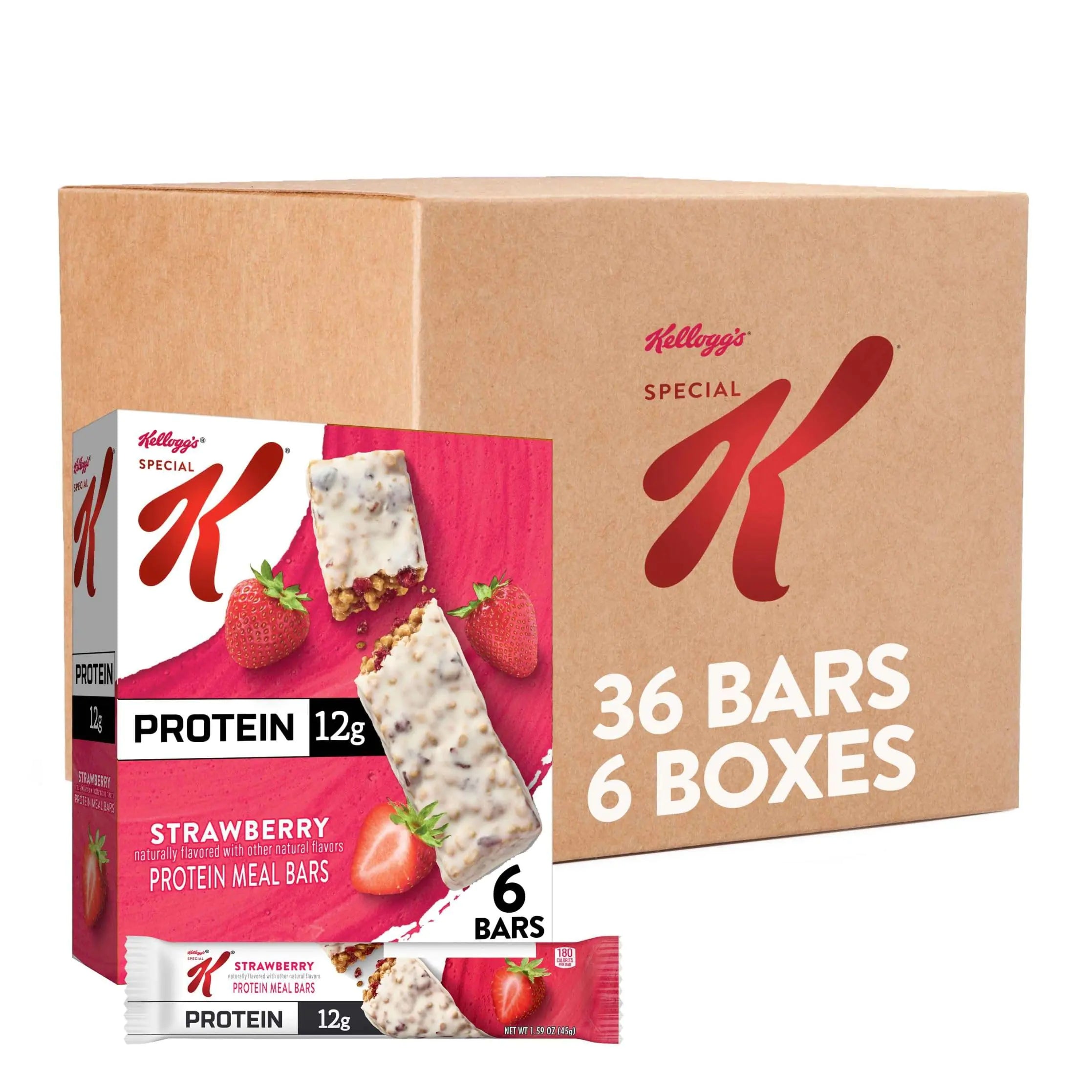 Special K Bar Protein Meal Bars 12g of Protein Good Source of Fiber Strawberry (6 Boxes 36 Bars)