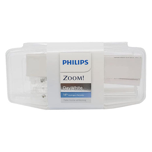 Day White ACP 14% teeth whitening gel tube with white cap and label, showing the product for at-home teeth whitening.
