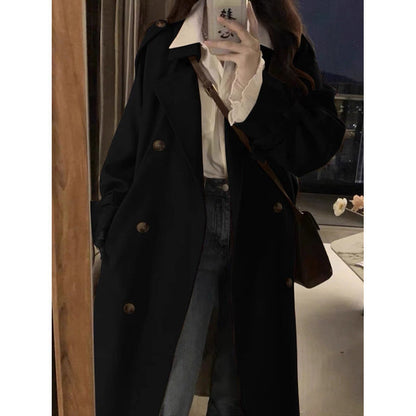 Women's mid-length British-style spring and autumn trench coat in early autumn design