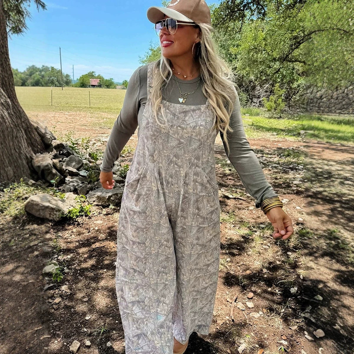 High-waisted camo-print jumpsuit with pockets from My Store