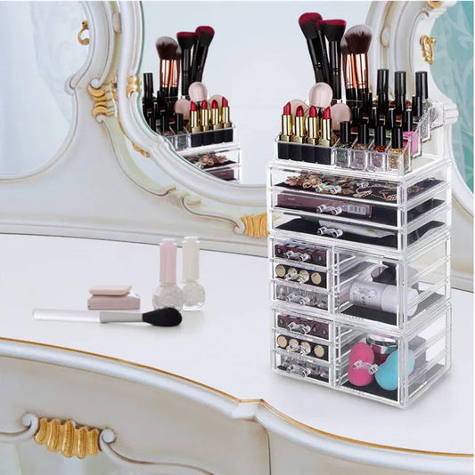 Household fashion cosmetics storage box by My Store, compact organizer with multiple compartments