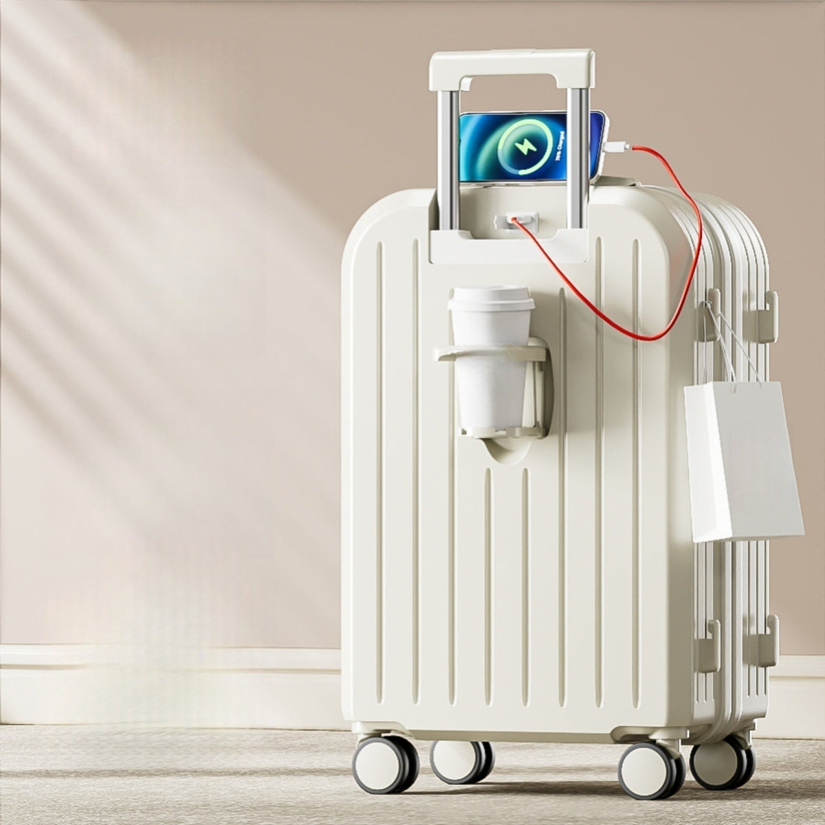 Small lightweight password suitcase, durable trolley case with compact wheeled design by My Store