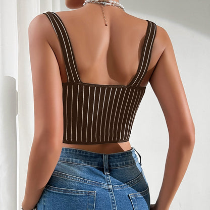 Women's leopard-print lace backless camisole with thin straps, shown from the back