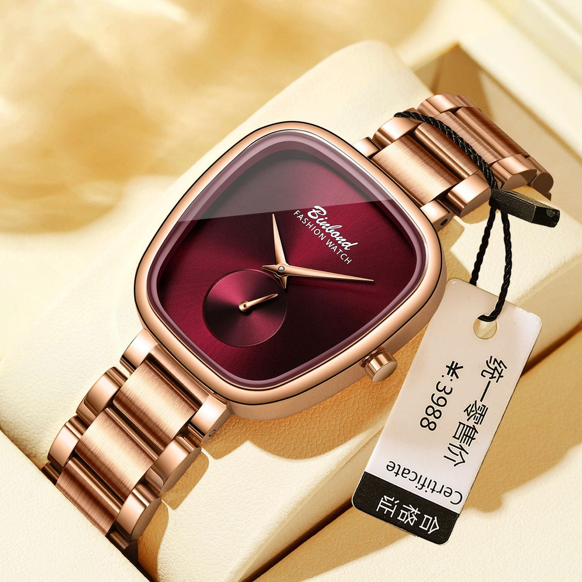 Women's waterproof stainless steel quartz watch with sleek metal case and wristband