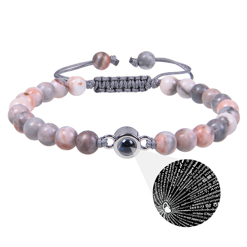 "Custom Photo Projection Bracelet in 100 Languages"