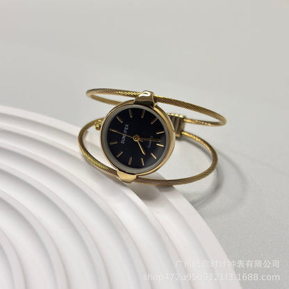 Women's minimalist open bangle watch by My Store with sleek, simple design
