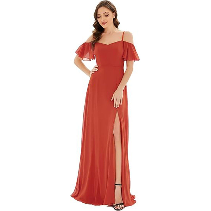 Off-shoulder chiffon maxi dress, women’s evening gown in an elegant flowing silhouette