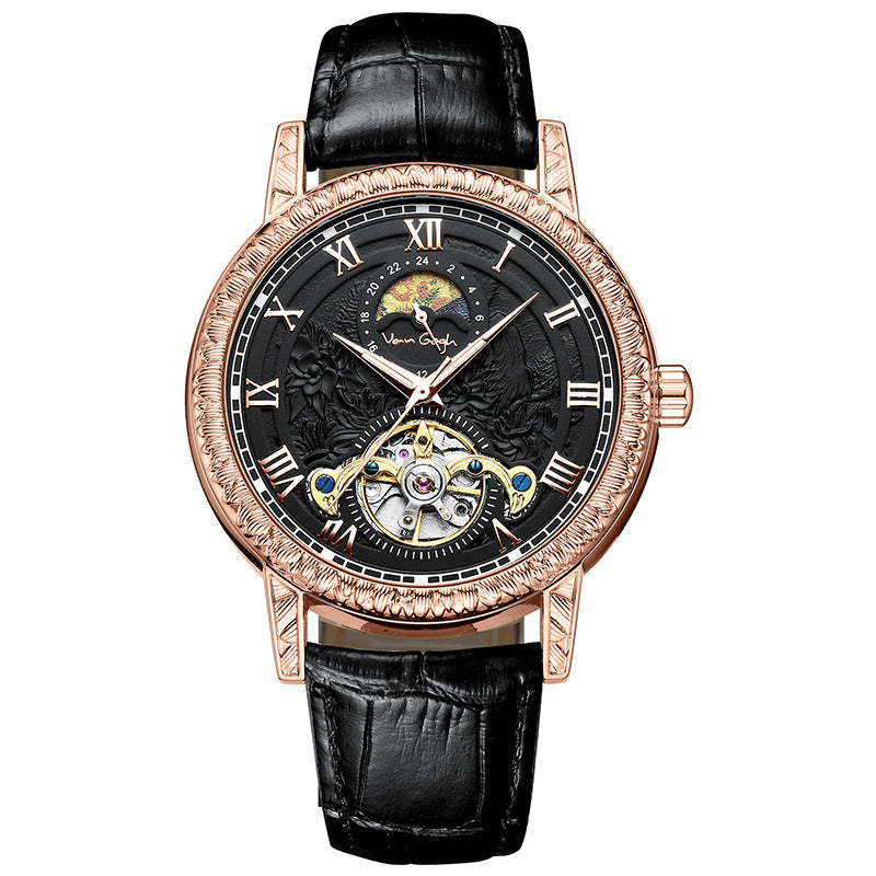 VAN GOGH Yaojin Sunflower automatic mechanical men's watch with artistic sunflower dial