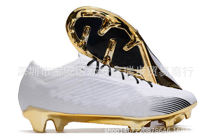 Men's waterproof knitted soccer shoes with built-in full air cushion and FG studs