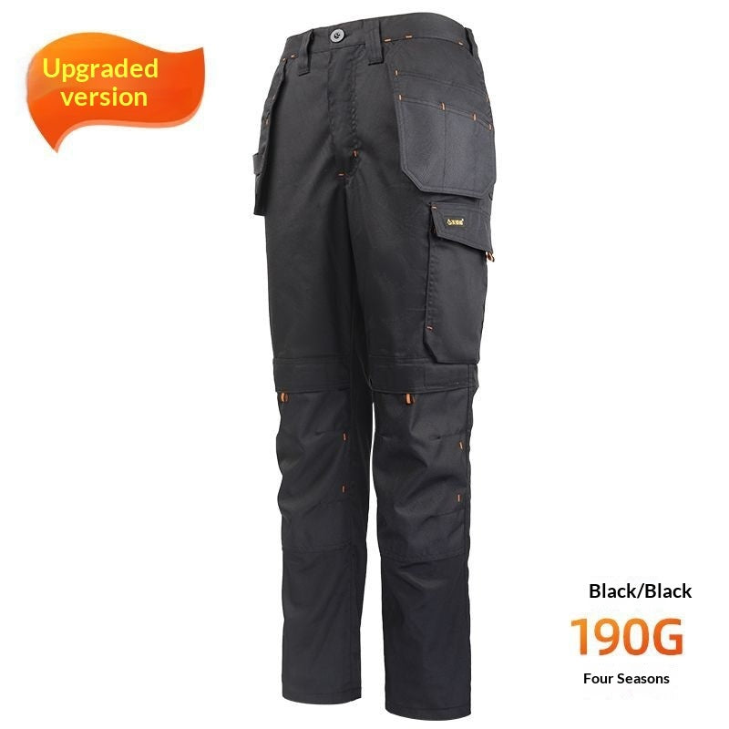 Abrasion-resistant loose-fit work pants with multi-pockets and reflective strips for electricians and mechanics