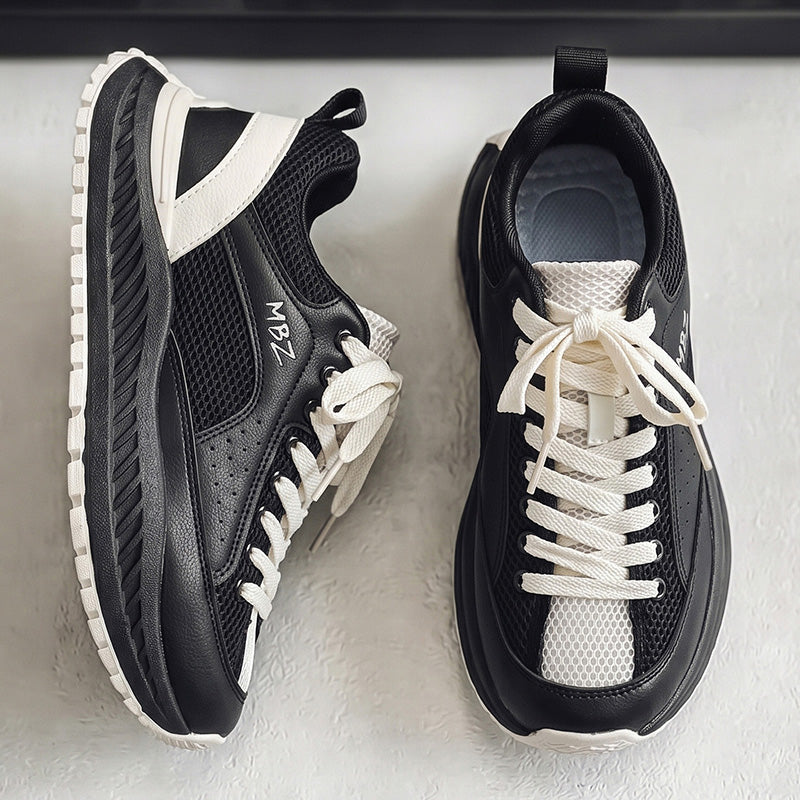 Men's breathable mesh low-top sneakers with soft sole and thick height-increasing sole, four-season dad shoes