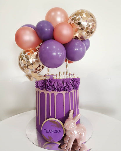 Red 5-inch sequined balloon cake decoration by My Store