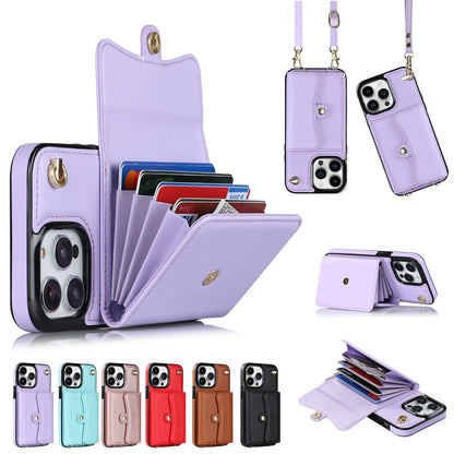 Crossbody card holder phone case with multi-function card slots and adjustable strap, black<|endoftext|>