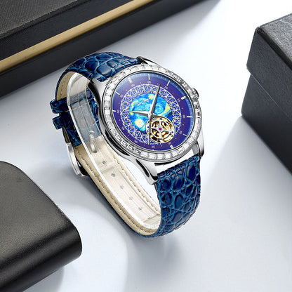 VAN GOGH Automatic Mechanical Men's Watch, Artist Compass Series, visible compass-inspired dial and leather strap