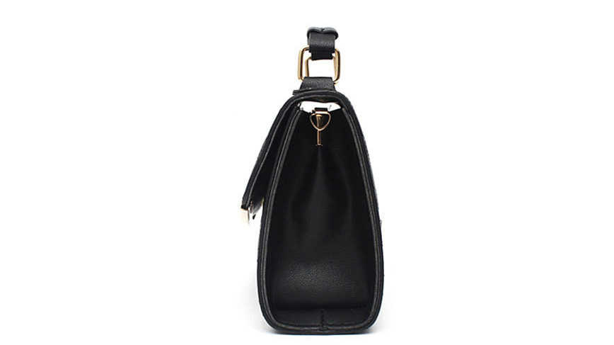 Elegant Siruiyahan designer women's crossbody handbag in black with gold hardware, stylish and spacious for daily use.