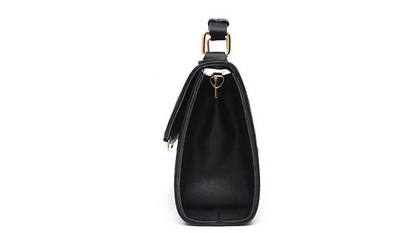 Elegant Siruiyahan designer women's crossbody handbag in black with gold hardware, stylish and spacious for daily use.
