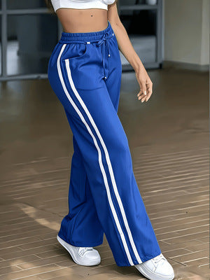 Women's high-waisted lace-up patchwork casual wide-leg pants from My Store