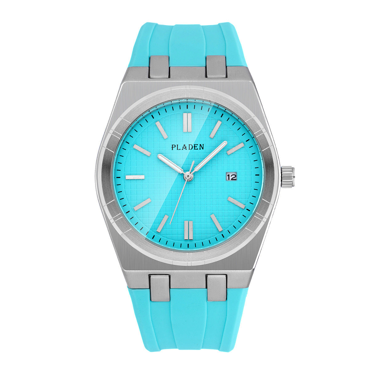 Simple business quartz watch with black silicone strap and minimalist round dial