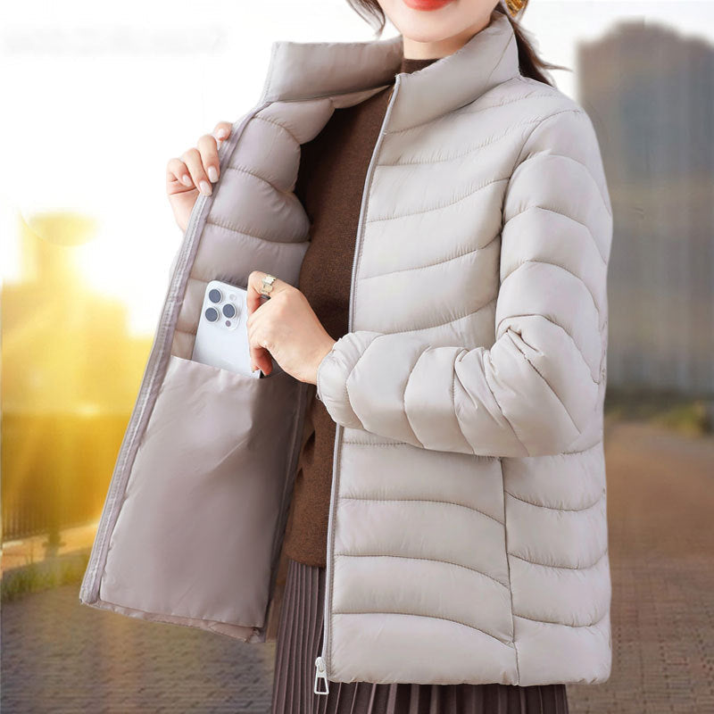 Women's cotton-padded winter coat, relaxed-fit outerwear for middle-aged women