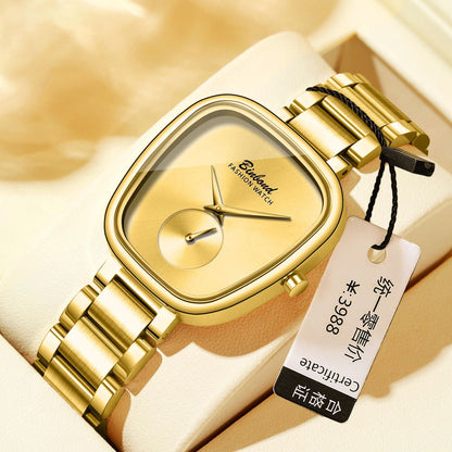 Women's waterproof stainless steel quartz watch with silver-tone case and bracelet