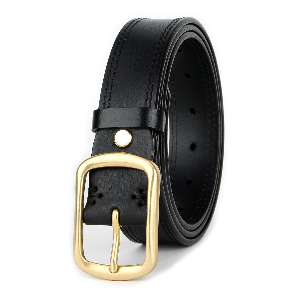 Vintage distressed full-grain cowhide belt close-up