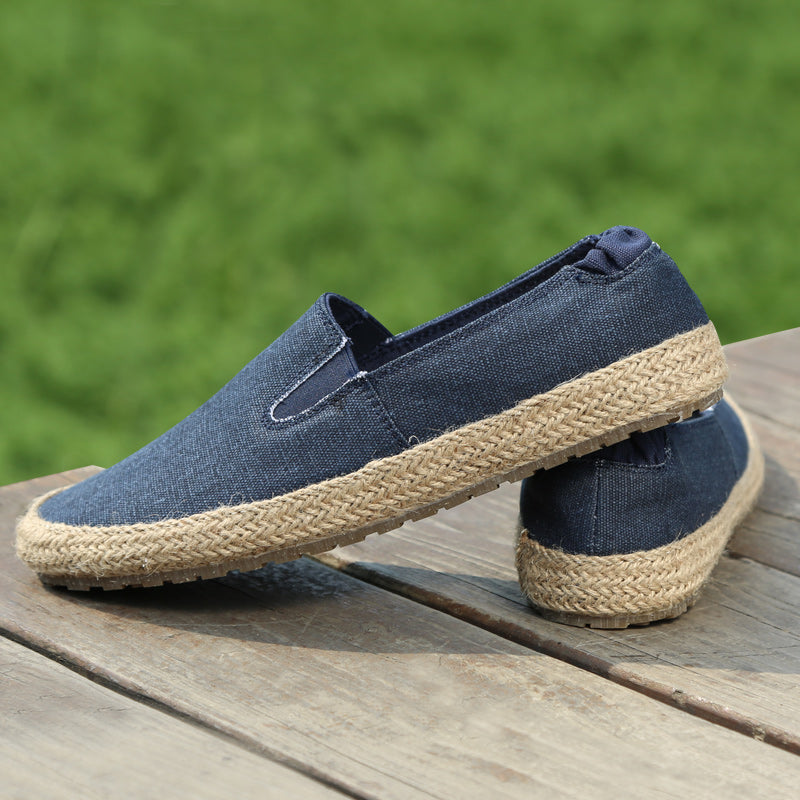 Men's Chinese style summer fisherman slip-ons by BACKUPMYFILESNOW®, featuring breathable fabric and traditional design.