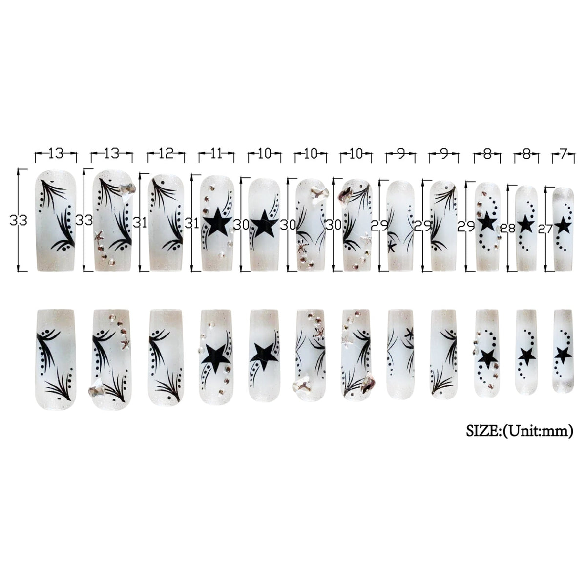 Women's fashion rhinestone patch nails with sparkling decorative accents in a stylish nail art design