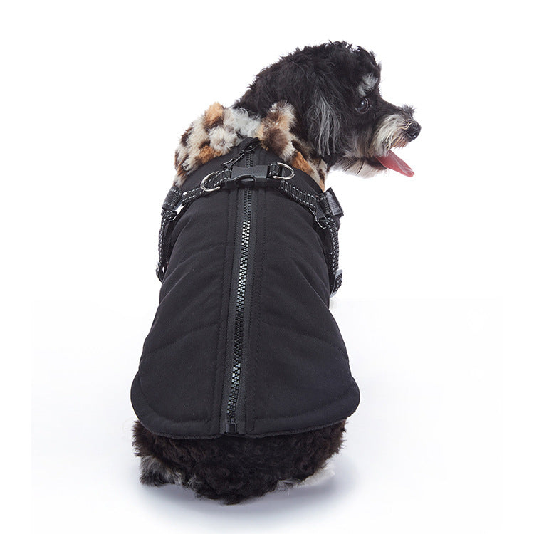 Winter cashmere pet jacket in soft neutral fabric with warm lining for small dogs and cats