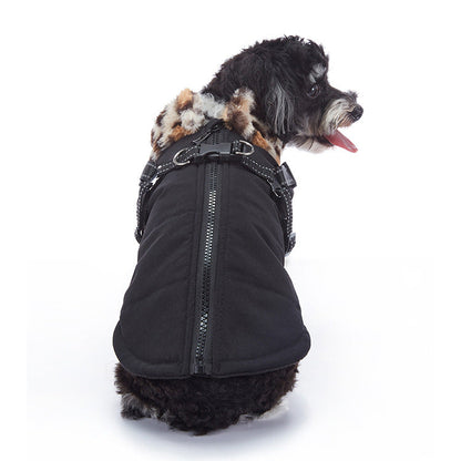 Winter cashmere pet jacket in soft neutral fabric with warm lining for small dogs and cats