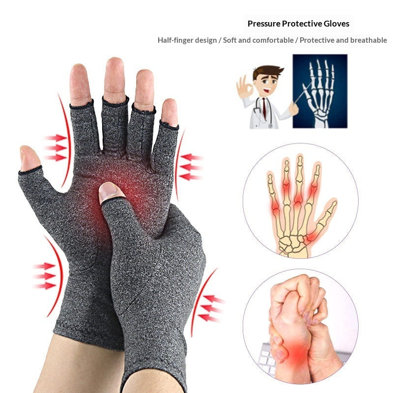 Black fingerless pressure-resistant fitness gloves with padded palms for workout protection