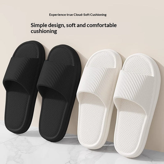 Minimalist men's home-use bathroom slippers with plush cushioned feel and textured sole