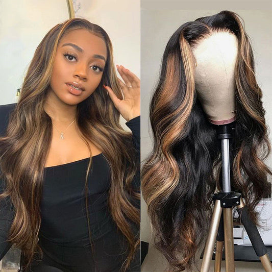 Women's long curly chemical fiber wig with rose net, fashion foreign trade style
