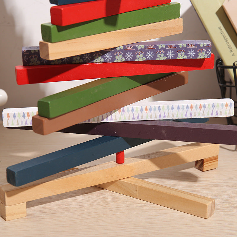 Christmas building blocks decorations desktop display, festive holiday building set in assorted colors