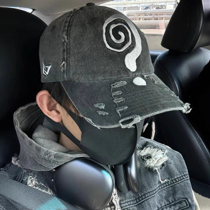 Men's washed and distressed baseball cap in a casual worn finish