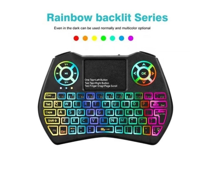 Mini wireless keyboard with flying mouse, compact multi-language layout, My Store brand