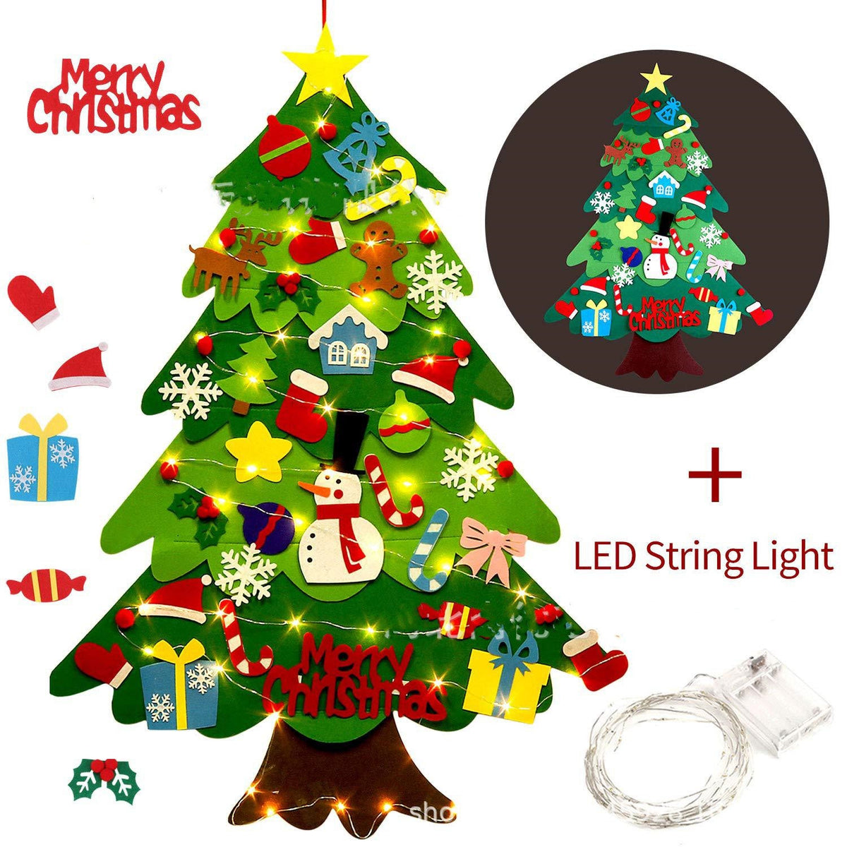 Children's DIY felt Christmas tree with lights by My Store
