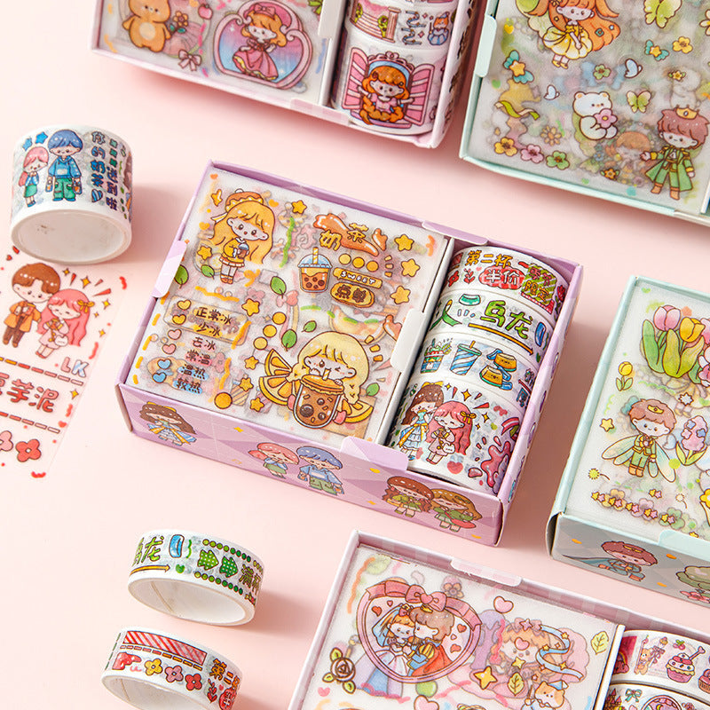 Cute cartoon tape sticker gift box with assorted children's film stickers by My Store