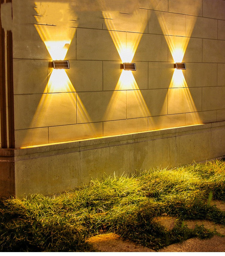 Solar outdoor waterproof wall light with black finish and wall-mounted design