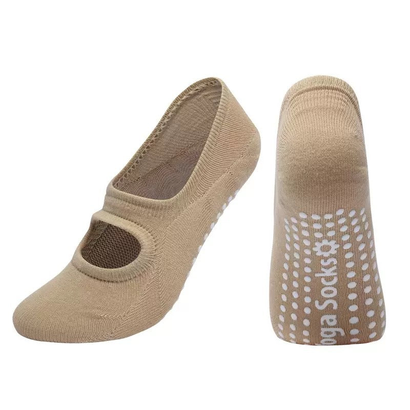Women's yoga fitness floor socks, non-slip grip design for exercise and stretching
